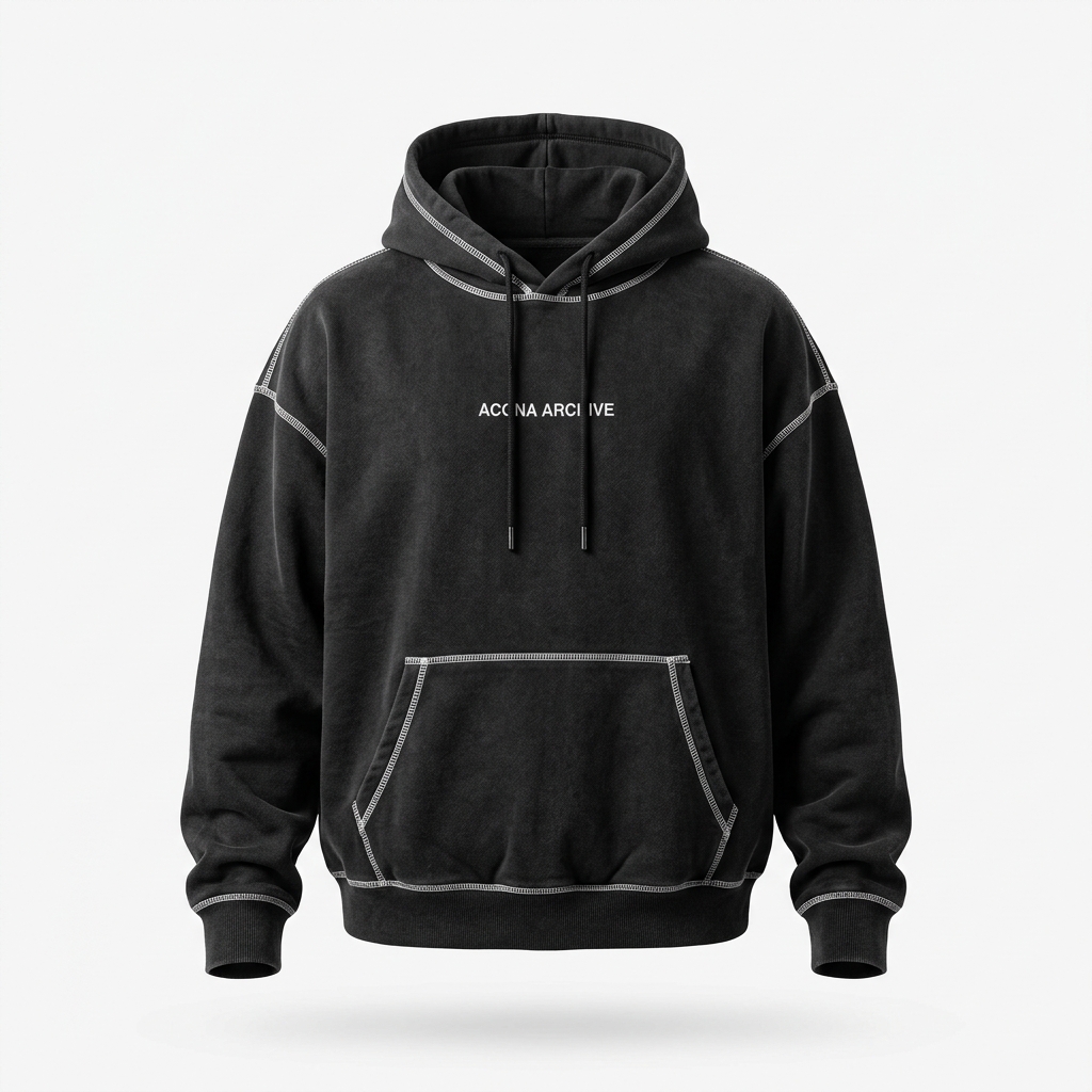 Cropped Boxy Raw-Hem Heavyweight Hoodie