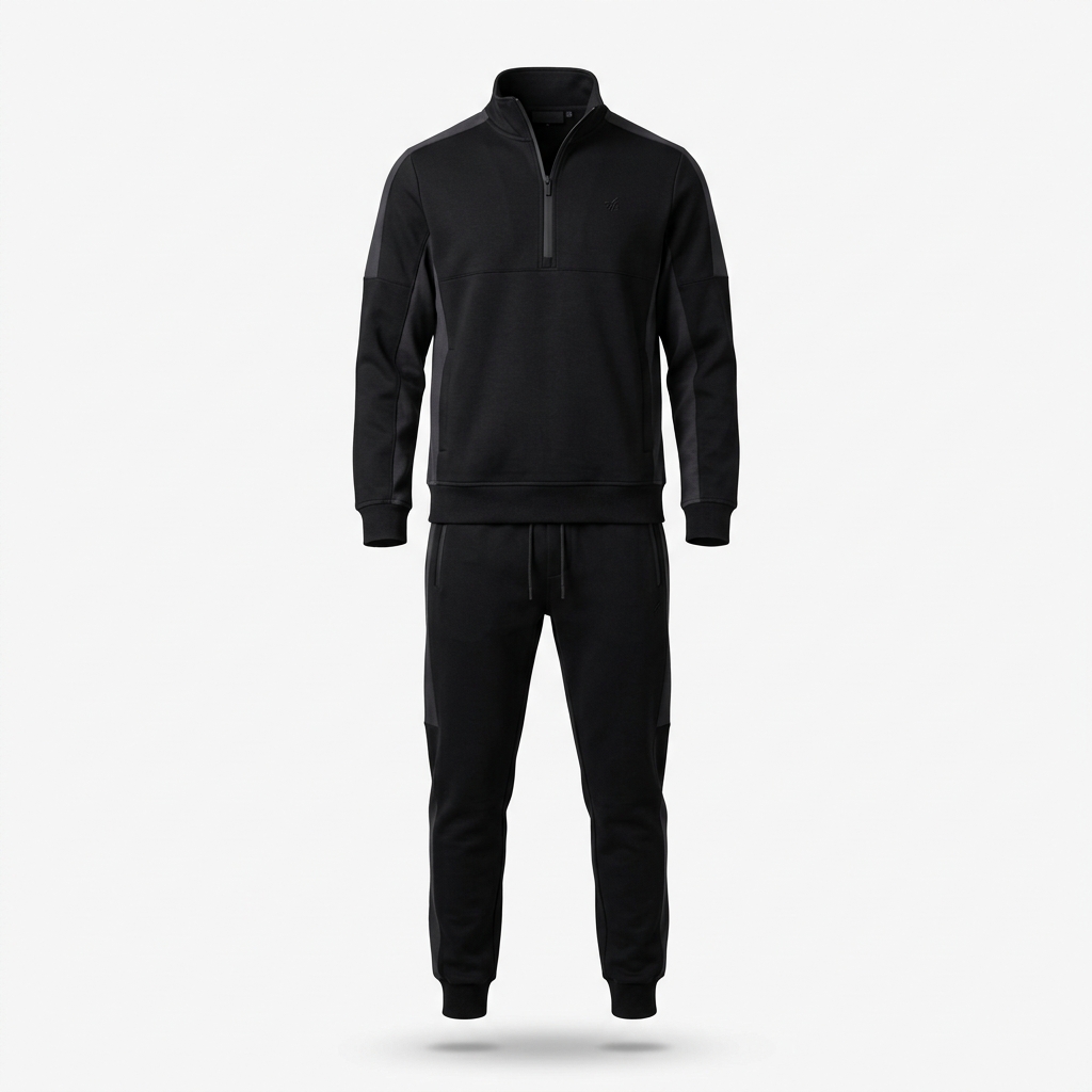 Minimalist Monochrome Interlock Tracksuit